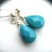 50% OFF SALE - Turquoise Post Earrings . Dangle Post Earring . Sterling Silver Turquoise Earrings . Turquoise Drop Earrings - Mermaid