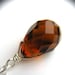SALE 50% Off - Sterling Silver Wire Wrapped Necklace Handmade . Brown Teardrop Necklace . Adult Amber Necklace . Briolette Necklace -Harmony