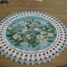 Crocheted Doilies Two Chick A Dees in the Apple Blossoms Doily Fabric Center Crocheted Edge