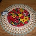 Fabric Doily with Crocheted Edging Sunflowers with Red Flowers Doily Medium 18 inches