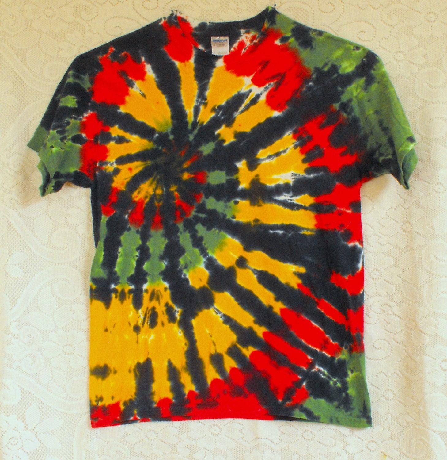 Tie Dye T Shirt in Rasta Colors