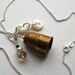 Vintage Brass Thimble Sterling Silver Antique Button Charm Necklace