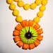 Yellow Orange Necklace, Deep Yellow Beads, Orange Flower Pendant,
