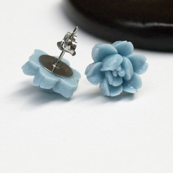 baby blue flower Stud Earrings