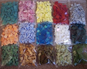 Mosaic Tiles MEGAWOWZAMIX Stained Glass 1,500 TILES Blue Green Pink Yellow Red Orange Aqua Teal Grey White Tan Stained glass Mosaic Tile