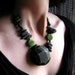 Collect Necklace Modern Geometric Faceted Wood Botanical Polymer Clay Oxidized Sterling