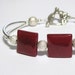 Bracelet Cuff Style Cherry Quartz and Silver 8 inch