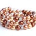 Cinnamon, Gold and Brown Pearl Memory Wire Bracelet, Pearl Cuff, Bridesmaid Bracelet