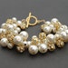Ivory Wedding Jewelry, Bridal Bracelet, Ivory Pearl and Gold Diamante Fireball Cluster Bracelet, Pearl Bracelet, Sparkling Wedding Jewelry