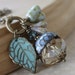 Acorn necklace - blue swarovski crystal brass aqua leaf acorn necklace