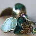 Teal Flower Dangle Earrings - leaf green aqua weddings bridesmaid romantic brass earrings