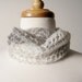 Headband - Winter - Cloud Grey Hand Knit Scarflette / Mini Scarf / Alice Band Headwrap - Stormy Grey Wool and Mohair Blend - for Her