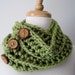 cowl scarf - GREEN GRASS Chunky Lace Knit Convertible Scarf in Meadow Green with Branch Buttons - Soft & Warm