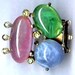 vintage clasp three strand CORO company colorful glass cabachon