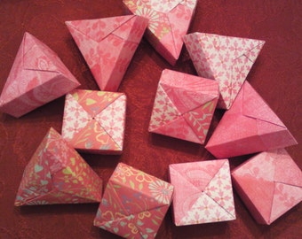 11 Paper Origami MINI MINI Boxes Squares and Triangles - In The Pink