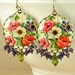 Purple Flower Earrings Orange Flower Earrings Flower Cameo Earrings Victorian Earrings Olive Green Purple Swarovski Crystal Brass