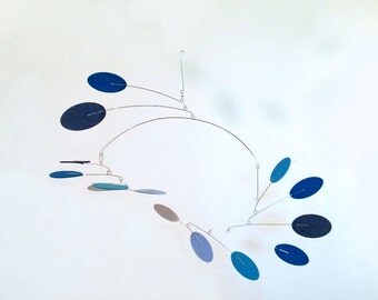 Baby Mobile, GIft for Kids, Crib Mobile, Baby Shower Gift, Office Art - The Nova Mobile, in Blue Heaven