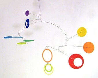 Modern Baby Mobile, Playroom Decor, Kinetic Mobile - Comet, in Spectrum