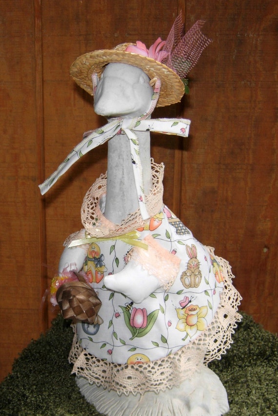 Goose outfit for cement geese 14 inch Easter white by KraftKorner