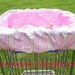 Shopping cart cover for toddler girls in bubble gum pink with pastel stripes. Coordinating tote bag.