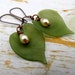 Olive Green Fall earrings leaf earrings Nature jewelry Fall Fashion