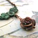 flower necklace brown rose necklace Patina jewelry Nature jewelry