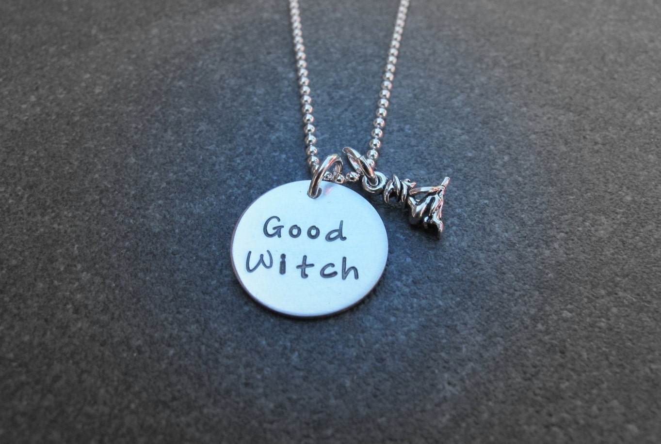 Hand Stamped Jewelry Good Witch Necklace by klacustomcreations