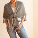 Wool Shawl / Gray - White