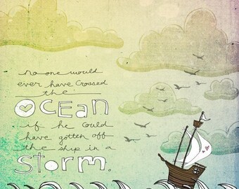 Sailing the storm- Beautifully textured cotton canvas art print. Order as an 8x10 11x14 or 16x20 size.