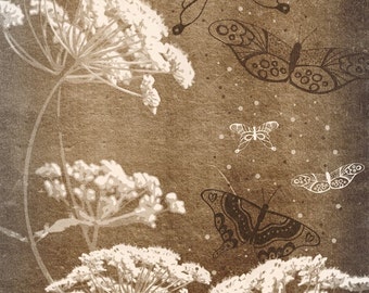 The ButterFlies Are Free- Beautifully textured cotton canvas art print. Order as an 8x10 11x14 or 16x20 size.