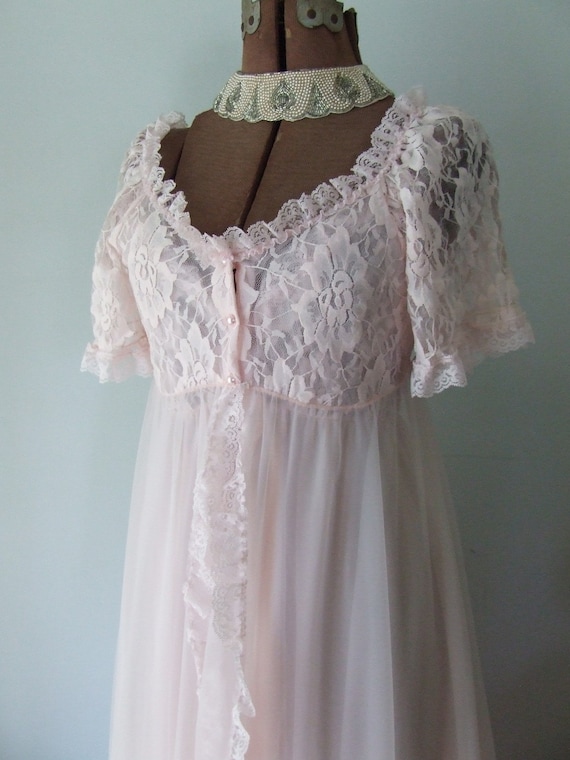 Vintage Tosca Lingerie Pink Chiffon Peignoir Set Gown Long