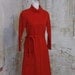 1960s Shift Dress Vintage Mod Red Orange Long Sleeve Turtleneck Wool Dress