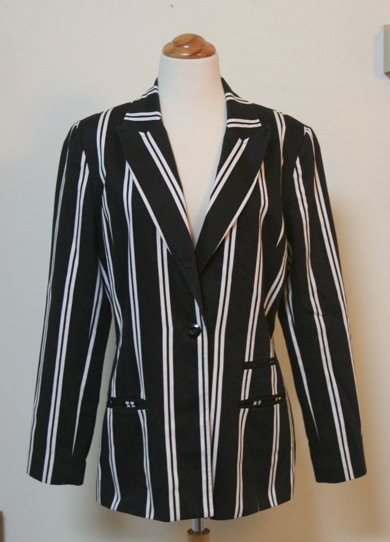 Black and White Striped Blazer