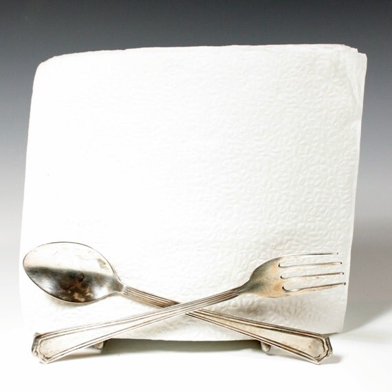 Vintage FORK and SPOON napkin holder cookbook holder