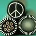 HALF PRICE SALE Set of 3 Polymer Clay Mini Canes - "Peace Sign, Silver, Gold Dots"