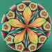 Soft Yellow, Red-Orange, Teal, and Purple Polymer Clay Kaleidoscope Flower Cane