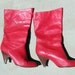 Beautiful Red Leather High Heeled Vintage Boots sz 8