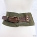 Old World Leather Belt in Hunter Green Iridescent and Oiled Cowhide with Brass Studs Size 30 RESERVED for Souixby Stacy Leigh Ready to Ship