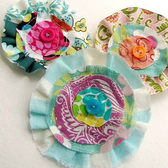 Fabric Flower Embellishments Fabric Flowers by tracyBdesigns