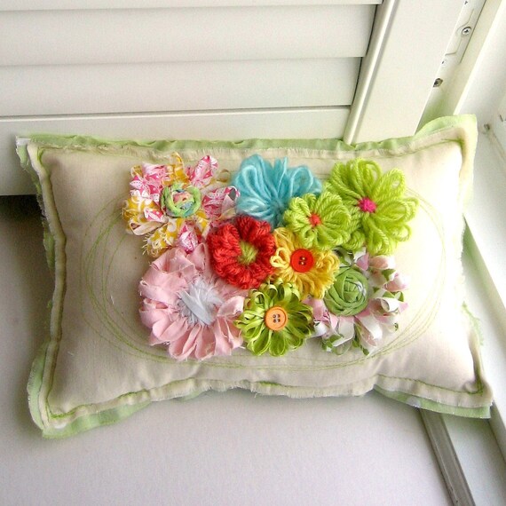 Pillow Flower Pillow Appliqued Pillow Novelty Pillow