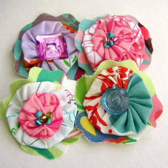 Yo Yo Flowers Fabric Flower Yo Yos Yo Yo Applique Flower