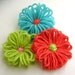 Yarn Flower, Looped Flower, Loom Flower, Applique, Flower Applique, Embellishment, Flower Embellishments - Set of 3 - No. 673