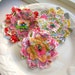 Fabric Flowers, Flower Embellishments, Fabric Scrap Flowers, Layered Flowers, Scrapbook Flowers, Set of 3 - No. 709