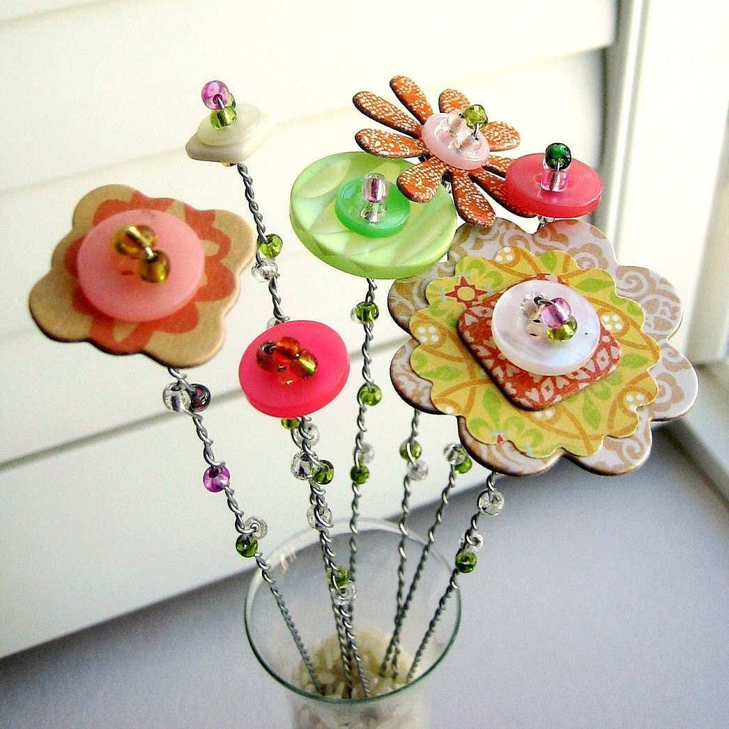 Button Flower Bouquet Button Flower Stems Button Flower
