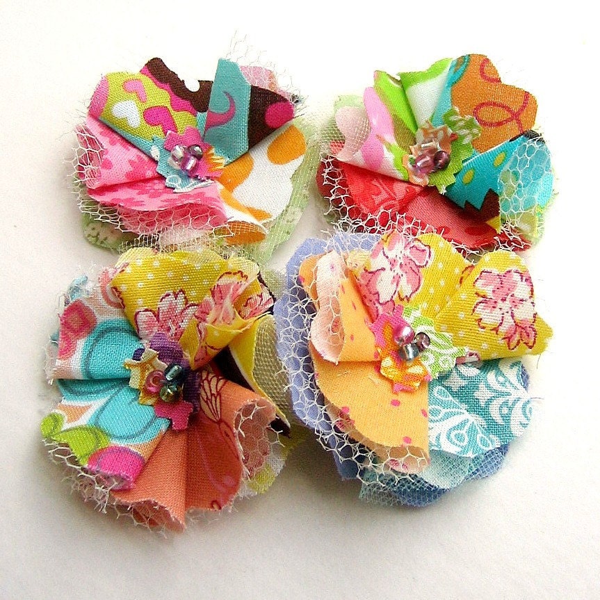 Fabric Flower Embellishments Fabric Flower Applique Fall