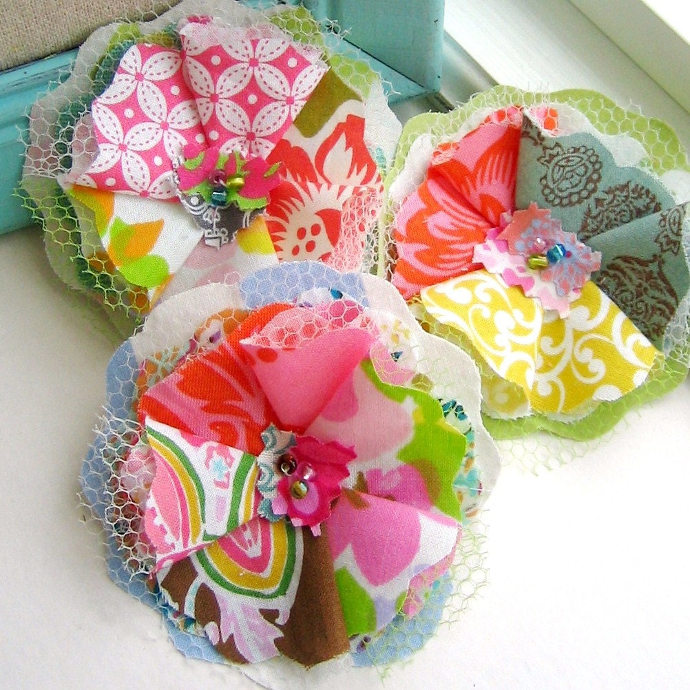 Fabric Flowers Scrapbook Flowers Flower Appliques Folded