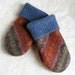 Mediterranean Blue and Paprika Mittens for Kids, Upcycled Felted Wool