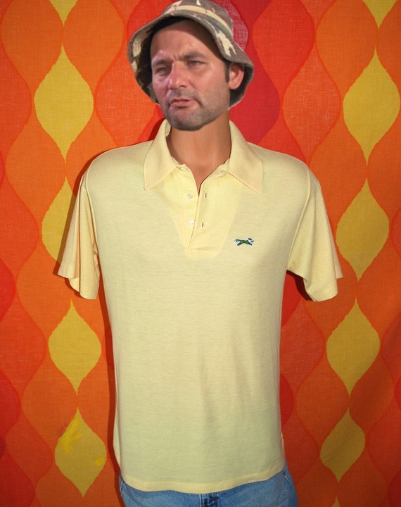 vintage lemon yellow jc penney THE FOX golf shirt polo tennis