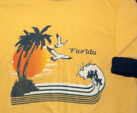 vintage 70s tee shirt FLORIDA sunset beach palm tree t-shirt