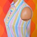 vintage 70's golf polo shirt sleeveless rainbow stripe preppy soft thin david smith Medium